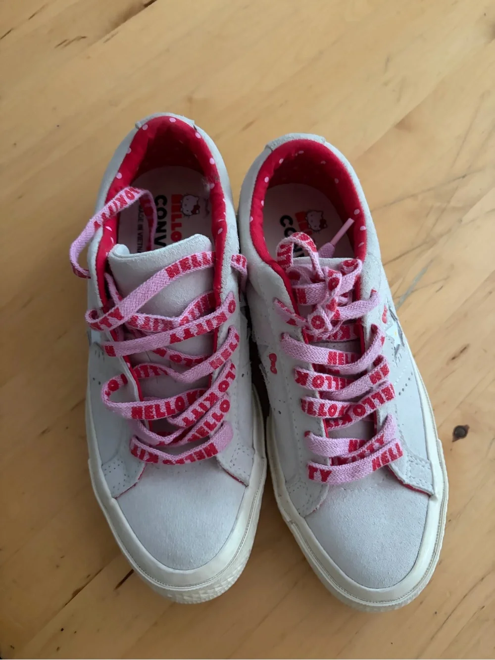 Converse Kids White Sneakers with Pink Accents